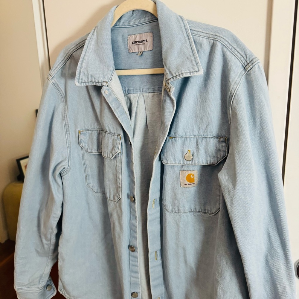 Carhartt Work In Progress Blue Harvey Denim Button Down Shacket - Picture 5 of 7